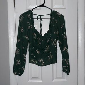 Abercrombie & Fitch Dark Green Floral Blouse